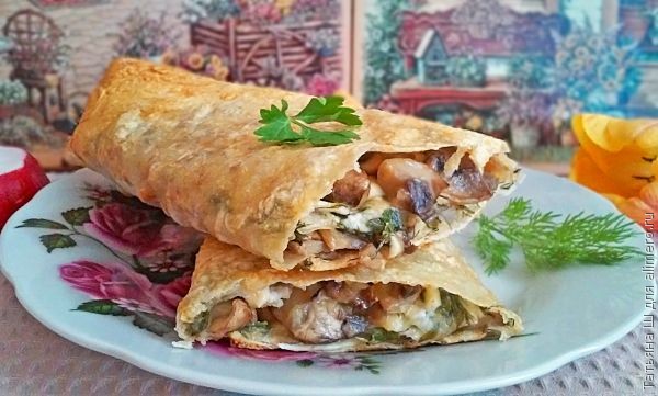 Рулеты из лаваша с сыром и грибами рецепты